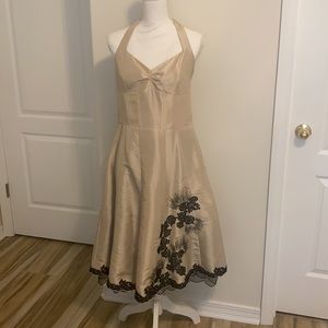 Cream and black Embroidered Gown